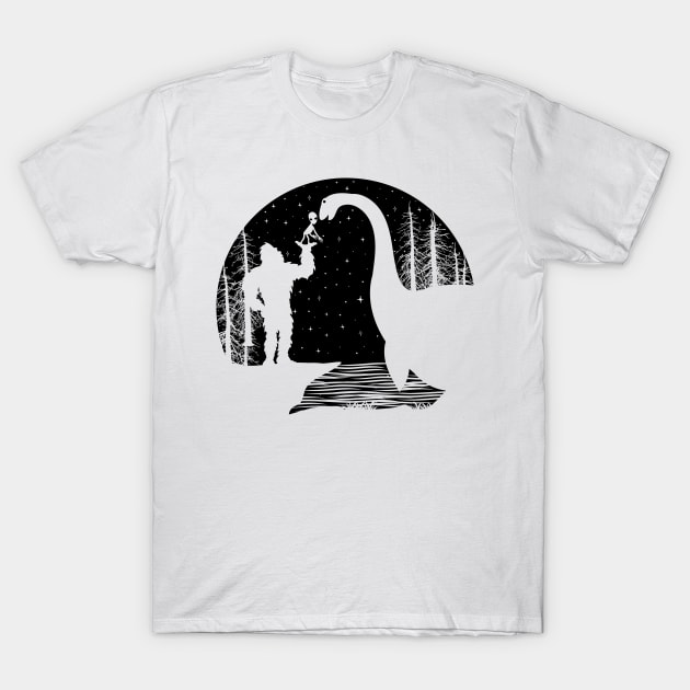 Bigfoot Loch ness Monster Funny Alien T-Shirt by Tesszero